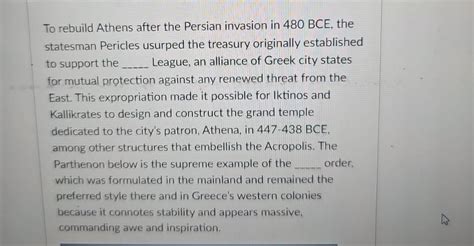 Solved To rebuild Athens after the Persian invasion in 480 | Chegg.com