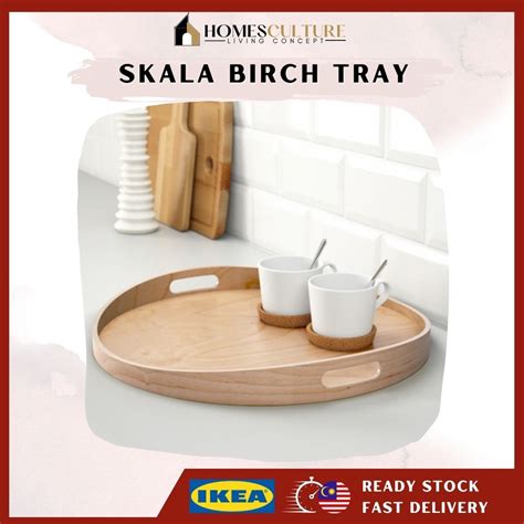 Skala Wooden Serve Tray Birch Kitchen Round Serving Tray Talam Dulang