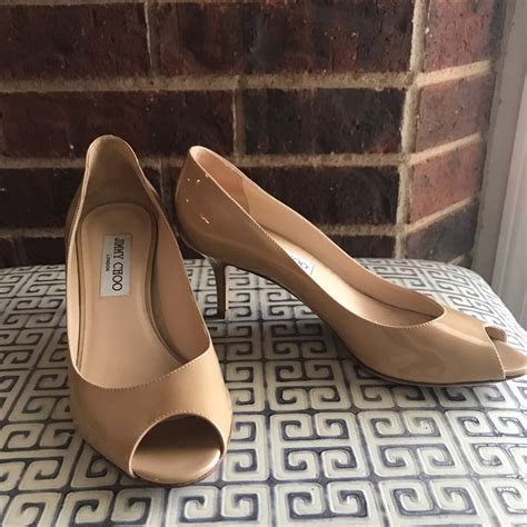 Jimmy Choo Isabel Nude Patent Leather Pump Gem