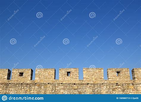 Castle Wall Battlements stock image. Image of exterior - 150980713