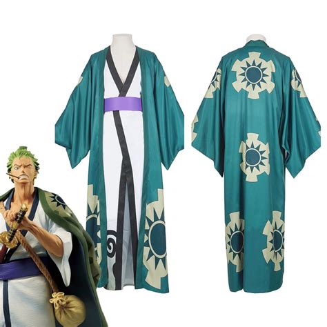 Anime One Piece Roronoa Zoro Cosplay Costume Wano Kuni Country Kimono