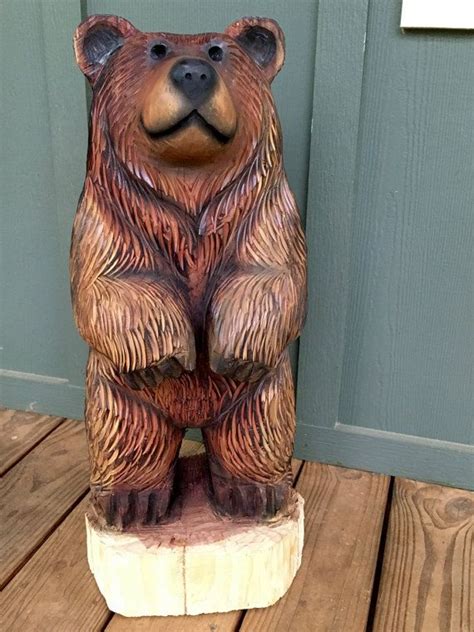 Dually Bear Chainsaw Carving Rustic Style Wood Sculpture