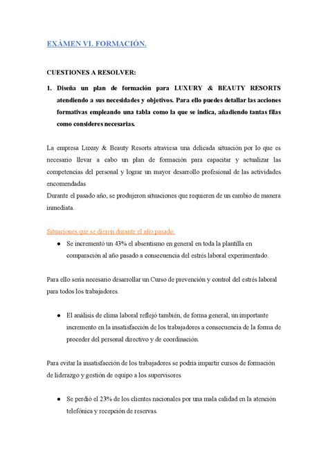 Caso Practico Resuelto De Rrhh Exámenes De Dirección De Recursos