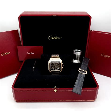 Cartier WHSA0016 Santos De Cartier 18K Rose Gold Large Skeleton for Rp ...