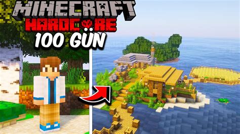 Minecraft Hardcore da ISSIZ Adada 100 gün hayatta kalmak YouTube