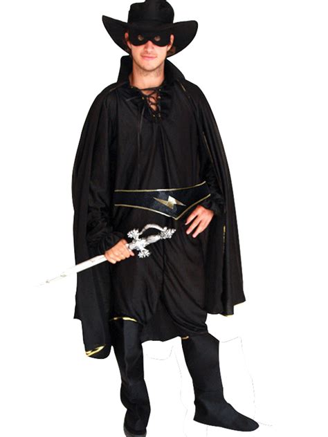 Fashion Zorro Black Suit Costume Wih Hat