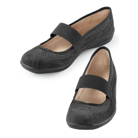 Collections Etc Comfortable Slip On Mary Jane Shoes Wide Width Easy Onoff Design With The