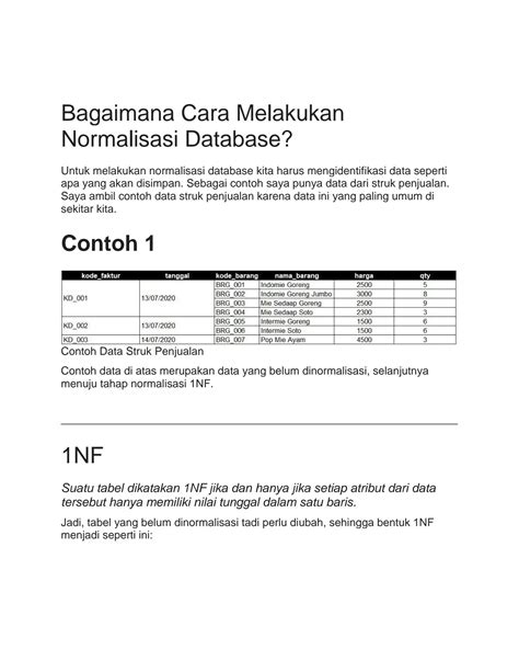 Solution Contoh Normalisasi Studypool