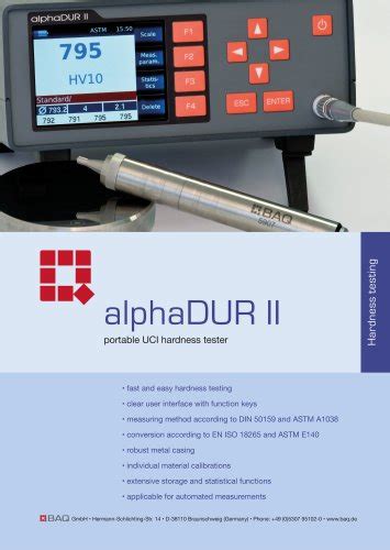 Leeb Hardness Tester Dynarock Ii Baq Gmbh Pdf Catalogs Technical