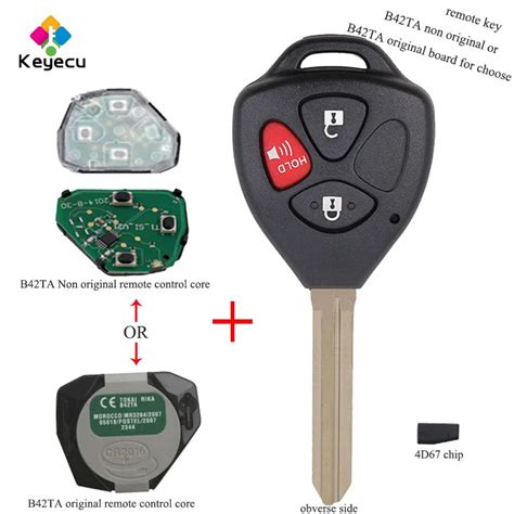 Keyecu Chave Remota De Substituição Chave 3 Botões 433mhz 4d67 Chip