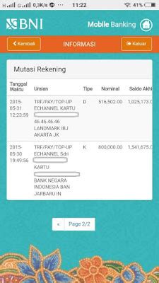 Cara Cek Mutasi Rekening Bni Lewat Mobile Banking