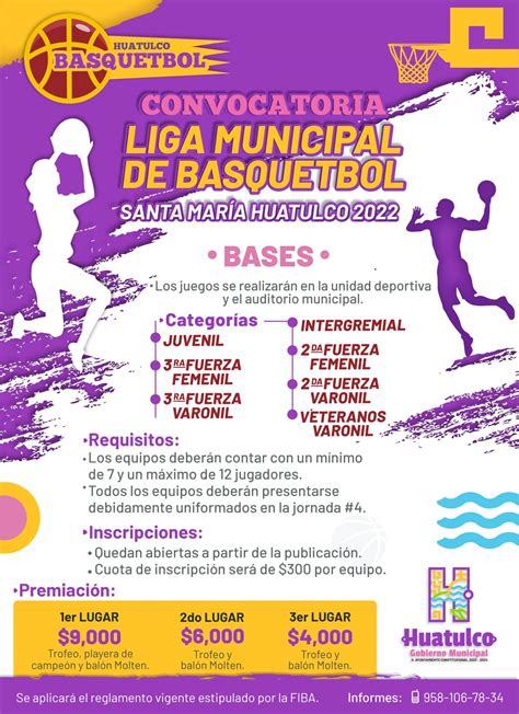 Convocatoria Liga Municipal De Basquetbol Huatulco Gobierno Municipal