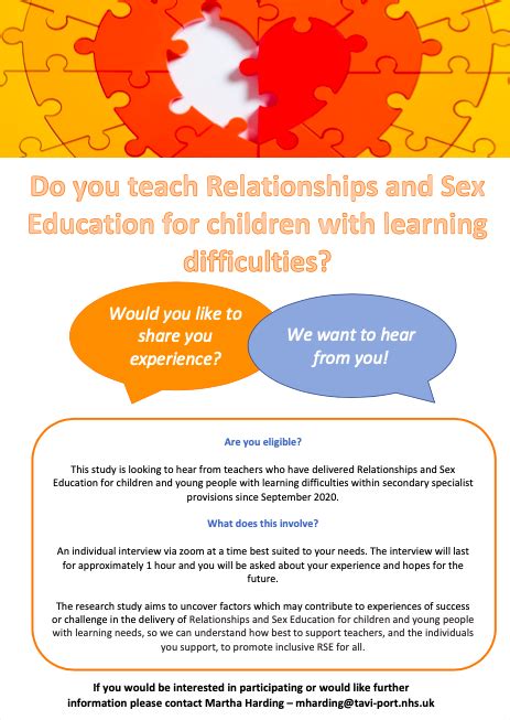 Research Investigating Specialist School Teachers Experiences Of Delivering Relationships And