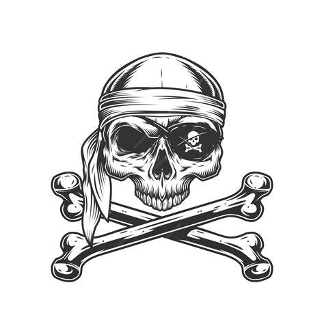 Free Vector Vintage Pirate Skull Without Jaw