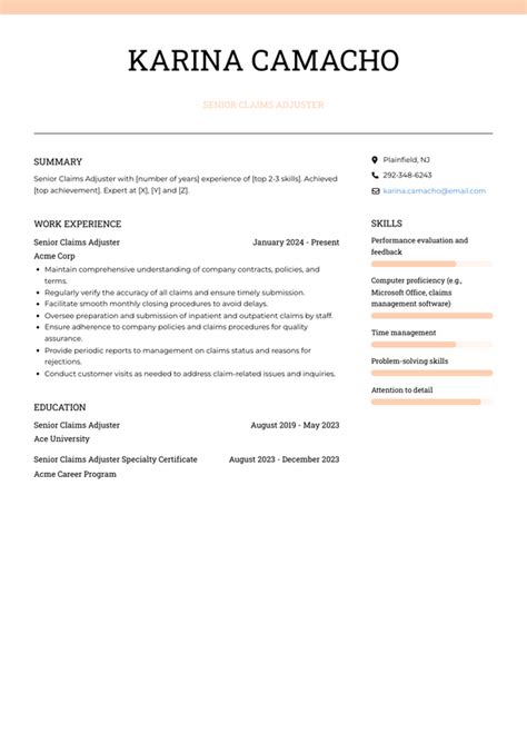 Senior Claims Adjuster Resume Examples And Templates