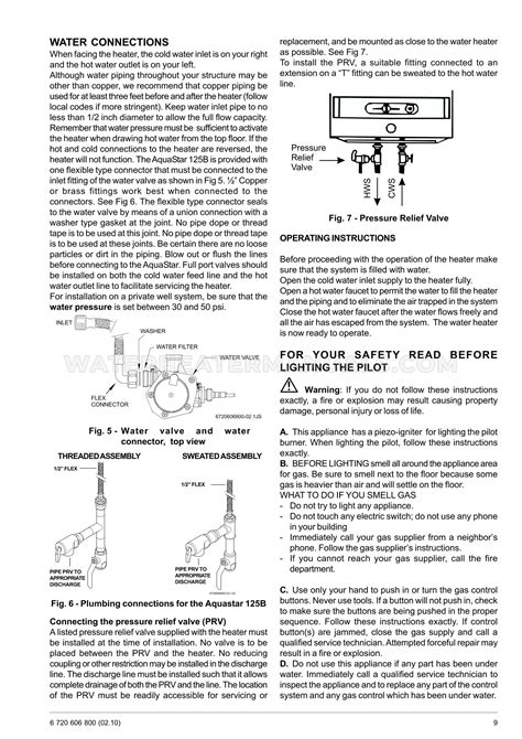 Bosch 125b Aquastar Water Heater Installation And Operating Instructions Water Heater Manuals