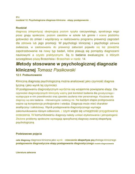 Psychologia kliniczna tom 1 str 213 218 212 Rozdział 12