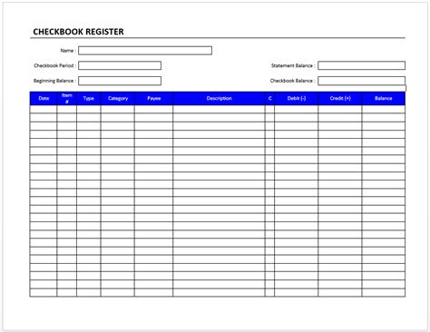 Free Check Register Template Excel ~ Excel Templates