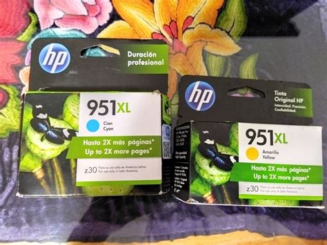 2 Cartuchos Tinta Original Hp 951xl Amarillo Y Cian Nuevos Meses Sin