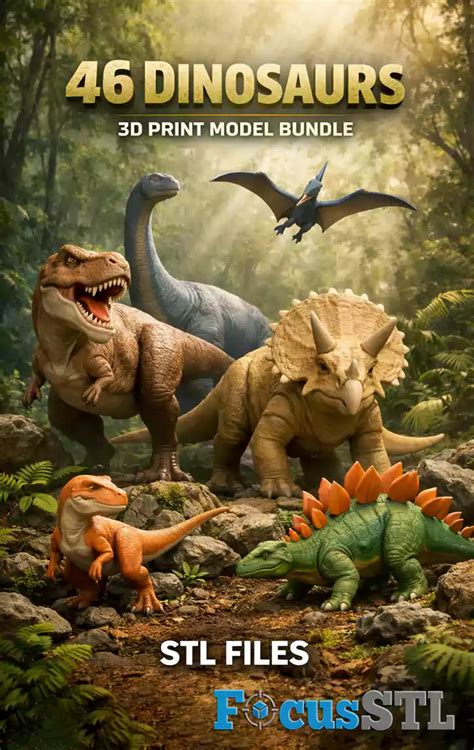 46 Dinosaur 3d Print Stl Files Bundle Flexi And Articulated Dino Models
