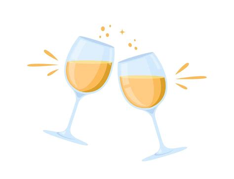 Two Glasses Of White Wine Cheers With Wineglasses Clink Glasses Icon