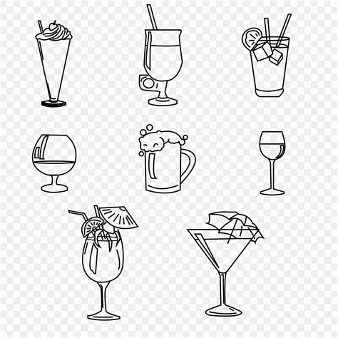 Drink Set Vector PNG Images Drink Set Icon Lineart Black Drink