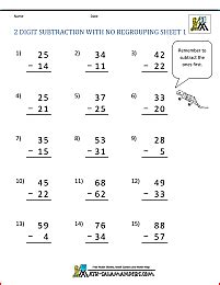 2 Digit Subtraction Without Regrouping DJ Worksheet Live Worksheets