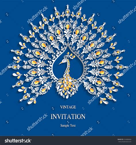 Indian Wedding Invitation Card Templates Peacock Stock Vector (Royalty ...