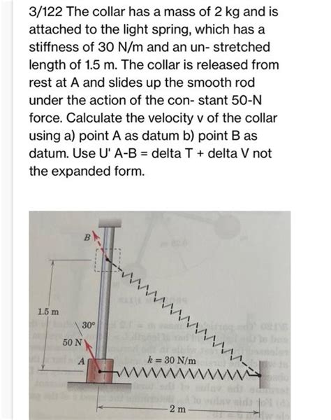 Solved The Collar Has A Mass Of Kg And Is Attached Chegg