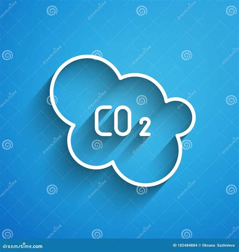 White Line Co Emissions In Cloud Icon Isolated On Blue Background