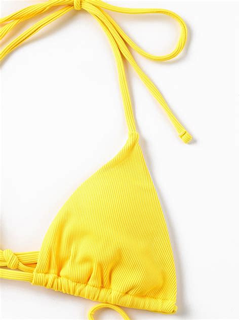 Emmiol Kostenloser Versand Triangel Bikini Badeanzug Mit Fester Schn Rung Gelb M Von