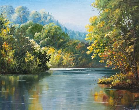 Fall Landscape Oil Painting Autumn Original Art Forest Lake - Etsy