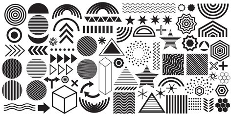 Set Of Geometric Abstract Icons Of Various Shapes Abstract Outline