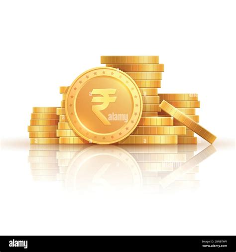 Gold Rupee Coins Indian Money Stacked Golden Coins Rupee Cash