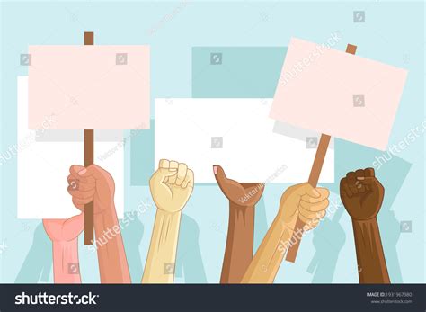 People With Placards Protest People Crowd Royalty Free Stock Vector