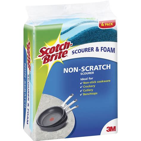 Scotch Brite Non Scratch Foam Scrub Sponge 4 Pack Woolworths