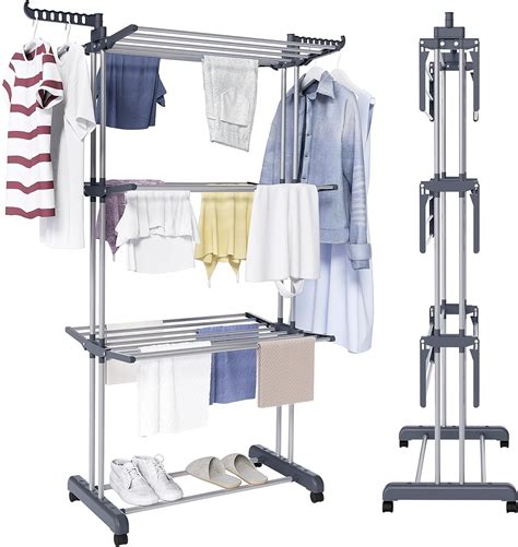 FIME Clothes Drying Rack Oversized 4 Tier 67 7 High Foldable