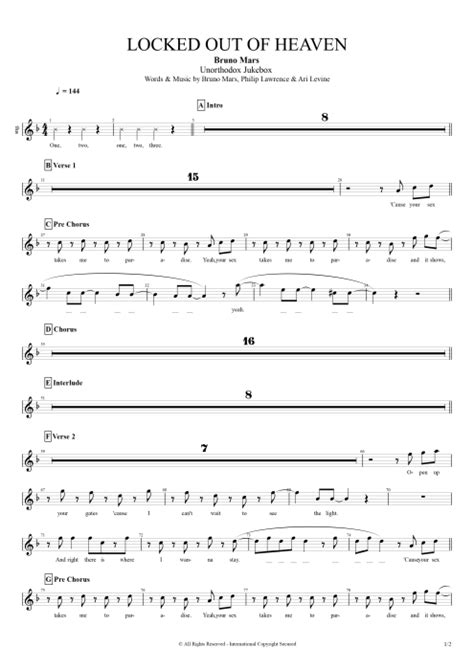 Locked Out Of Heaven Tab By Bruno Mars Guitar Pro Full Score