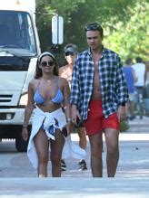 Courtney Green Wears A Blue Bikini As Boyfriend Calum Bushby Takes Photos Of Her On The Beach In