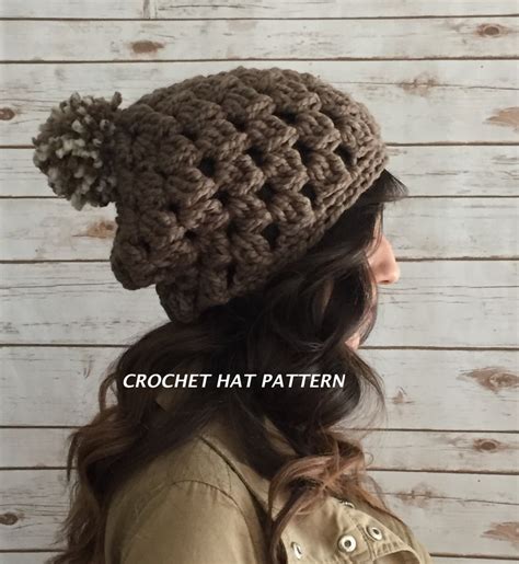 Chunky Crochet Hat Pattern Super Easy Puff Stitch Crochet Hat Etsy