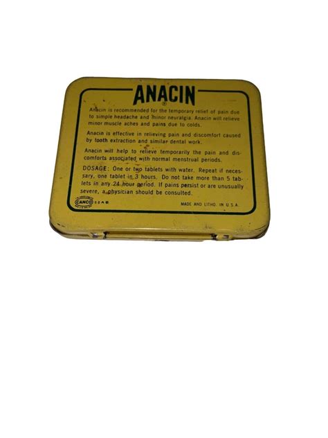 Vintage Anacin Analgesic 30 Tablets Tin Etsy