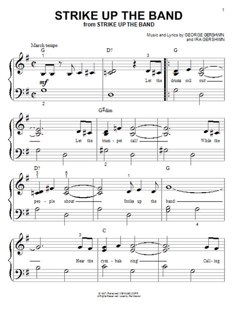 Strike Up The Band By George Gershwin Sheet Music For Big Note Piano At