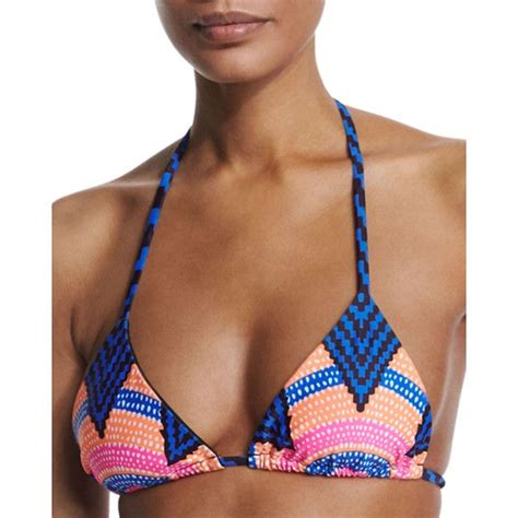 Mara Hoffman Starbasket Printed Triangle Bikini Top Liked On