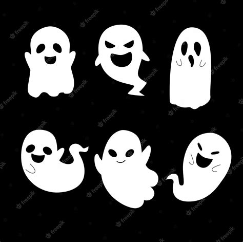 Premium Vector Set Of Cute Ghost Character Design For Halloween Vector Illustration