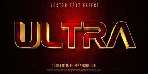 Ultra Text Effect In Gold And Red On Black Background