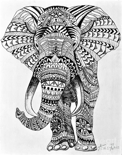 Tribal Elephant Painting by Ashley Lane