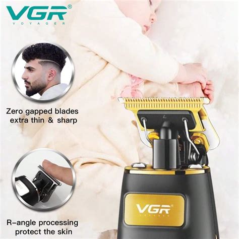 VGR VGR Hair Clipper Electric Stainless Steel Blade Portable LED Hair