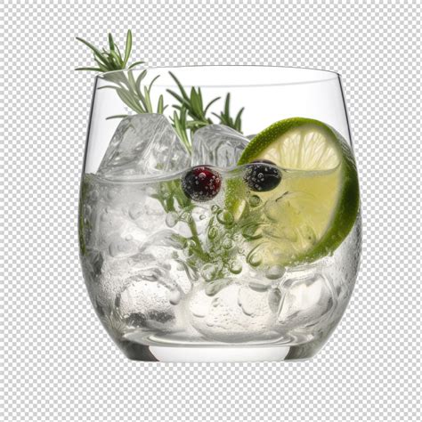 Premium PSD | Gin and tonic cocktail isolated on transparent background