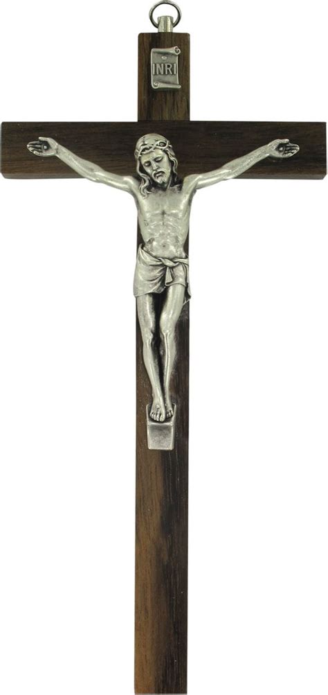 Crocifisso Tradizionale Da Parete Croce In Legno Di Noce E Corpo Cristo