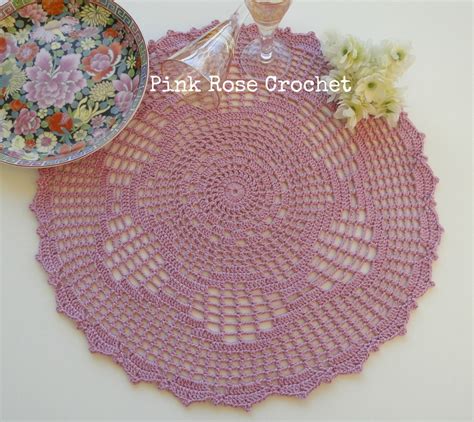 Pink Rose Crochet Place Mat Sousplat Lilás